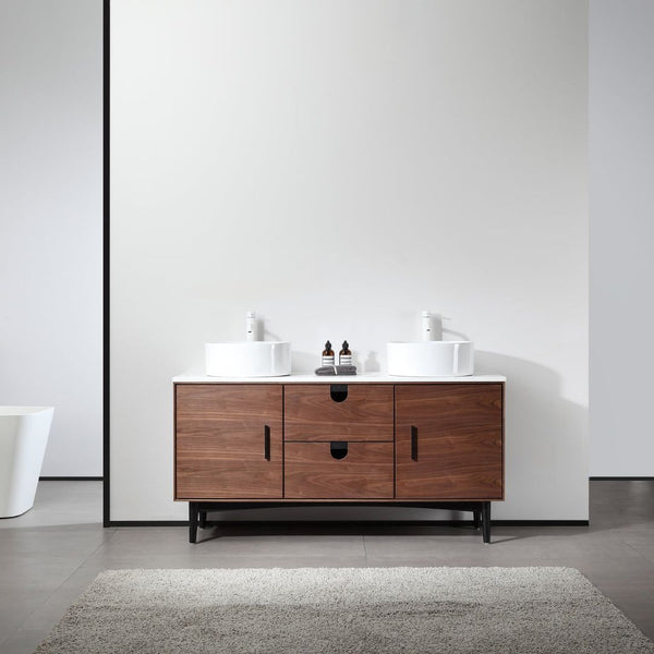 PORTREE 60” WALNUT BATHROOM VANITY