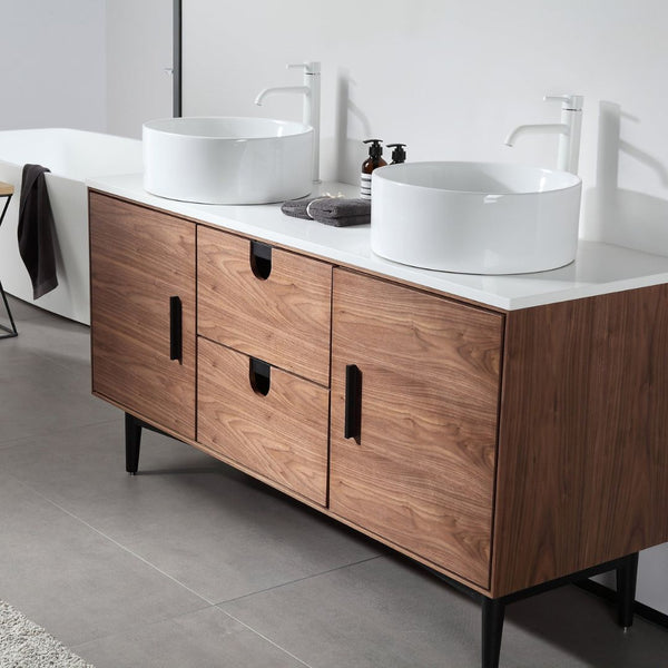 PORTREE 60” WALNUT BATHROOM VANITY
