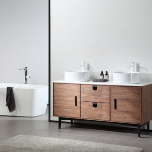 PORTREE 60” WALNUT BATHROOM VANITY