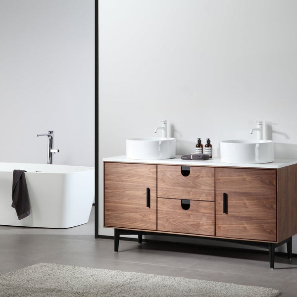 PORTREE 60” WALNUT BATHROOM VANITY