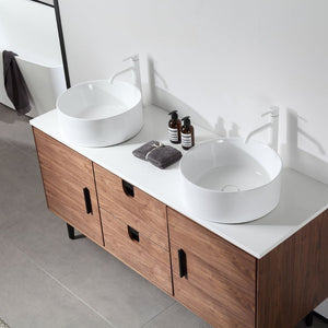 PORTREE 60” WALNUT BATHROOM VANITY