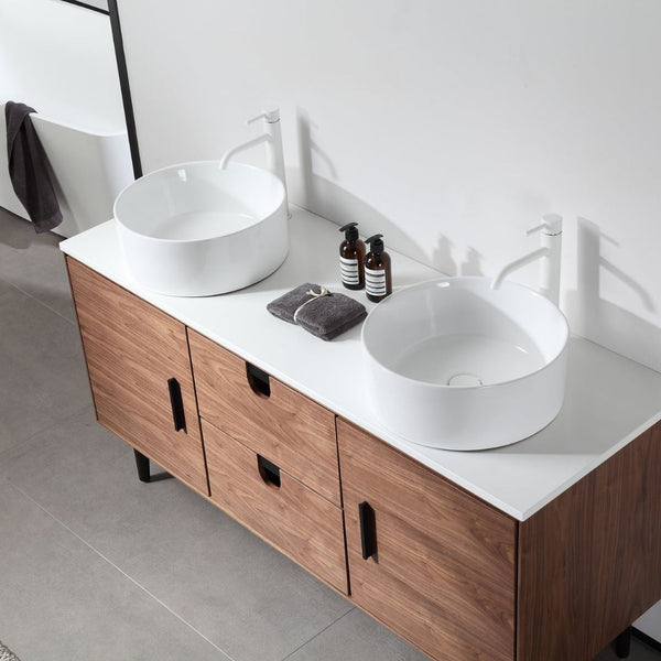 PORTREE 60” WALNUT BATHROOM VANITY