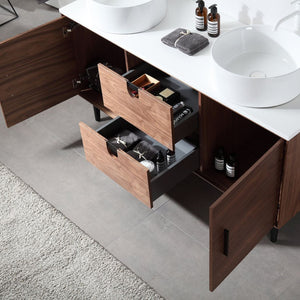 PORTREE 60” WALNUT BATHROOM VANITY