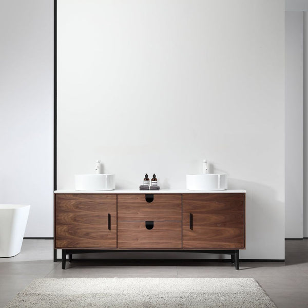 PORTREE 72” WALNUT BATHROOM VANITY