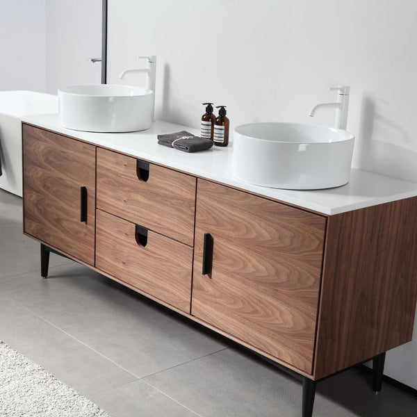 PORTREE 72” WALNUT BATHROOM VANITY