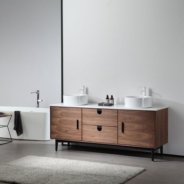 PORTREE 72” WALNUT BATHROOM VANITY