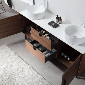 PORTREE 72” WALNUT BATHROOM VANITY