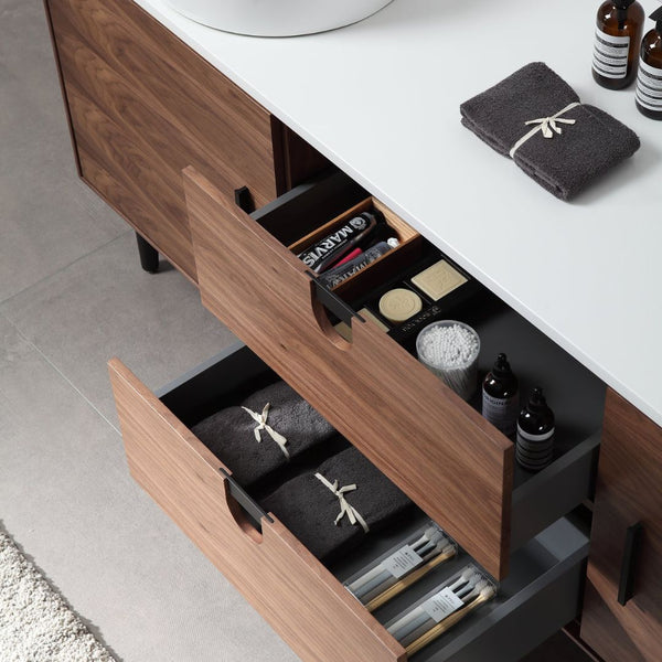 PORTREE 72” WALNUT BATHROOM VANITY