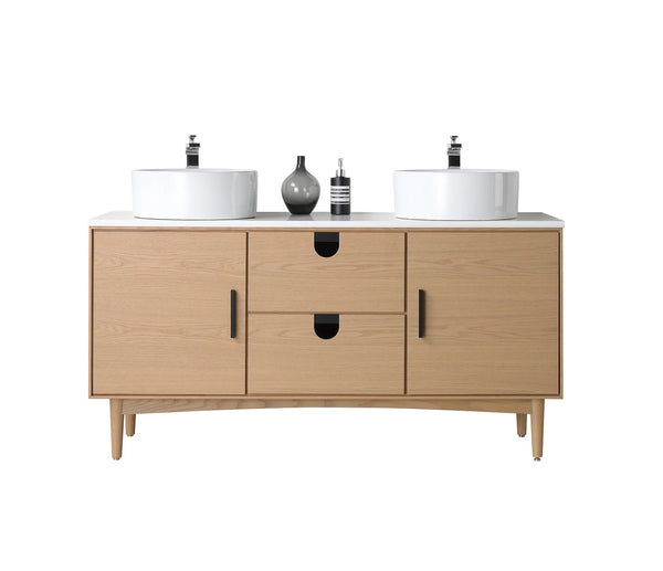 PORTREE 60" WHITEWASH OAK BATHROOM VANITY