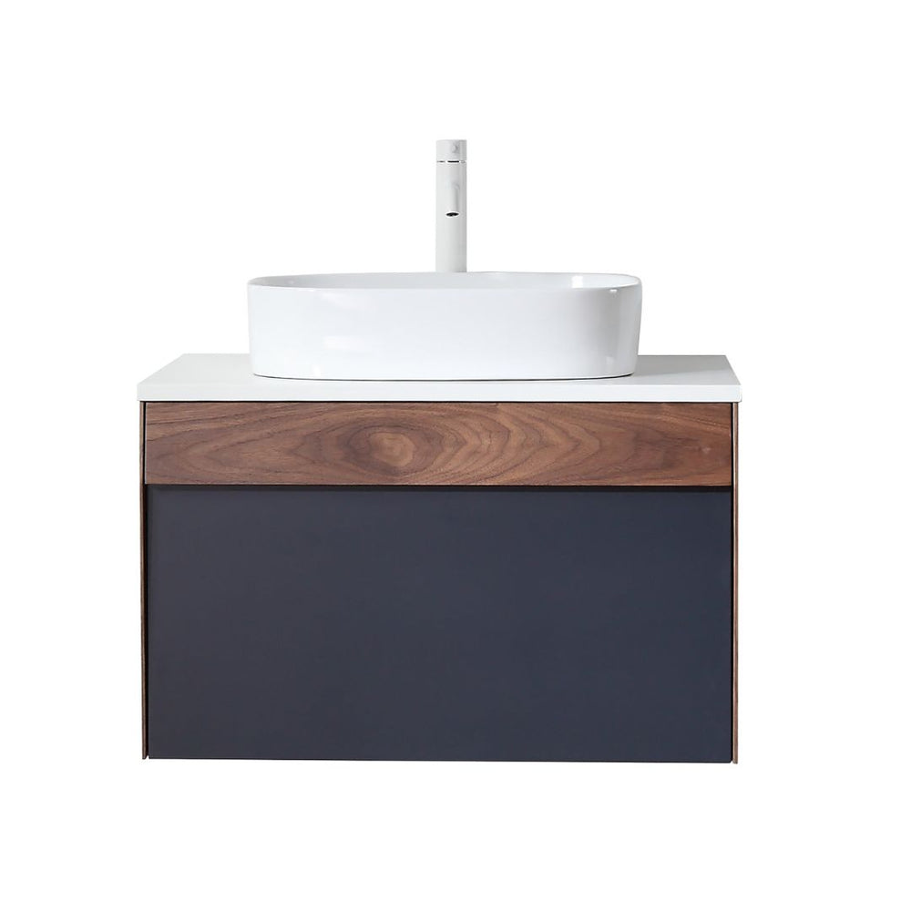 RONDA 30” DARK BLUE AND WALNUT BATHROOM VANITY