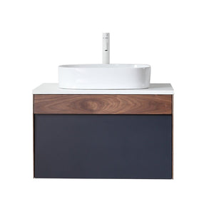 RONDA 30” DARK BLUE AND WALNUT BATHROOM VANITY