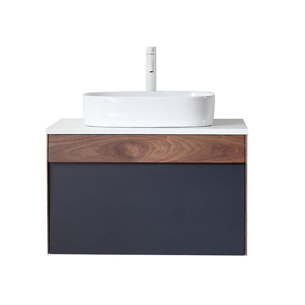RONDA 30” DARK BLUE AND WALNUT BATHROOM VANITY