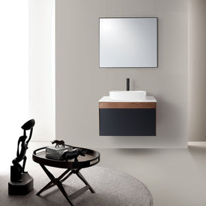 RONDA 30” DARK BLUE AND WALNUT BATHROOM VANITY