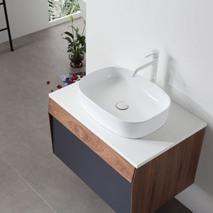 RONDA 30” DARK BLUE AND WALNUT BATHROOM VANITY