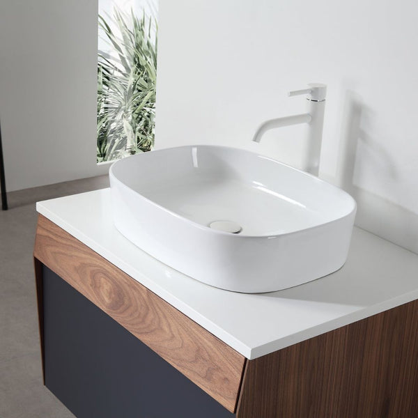 RONDA 30” DARK BLUE AND WALNUT BATHROOM VANITY