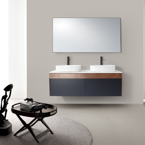 RONDA 55” DARK BLUE WALL AND WALNUT BATHROOM VANITY