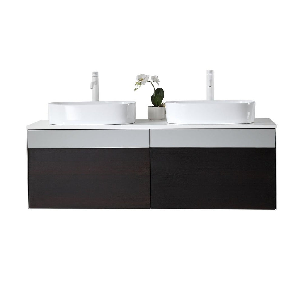 RONDA 55” SMOKE GRAY OAK WALL BATHROOM VANITY