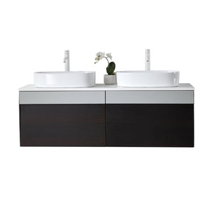 RONDA 55” SMOKE GRAY OAK WALL BATHROOM VANITY