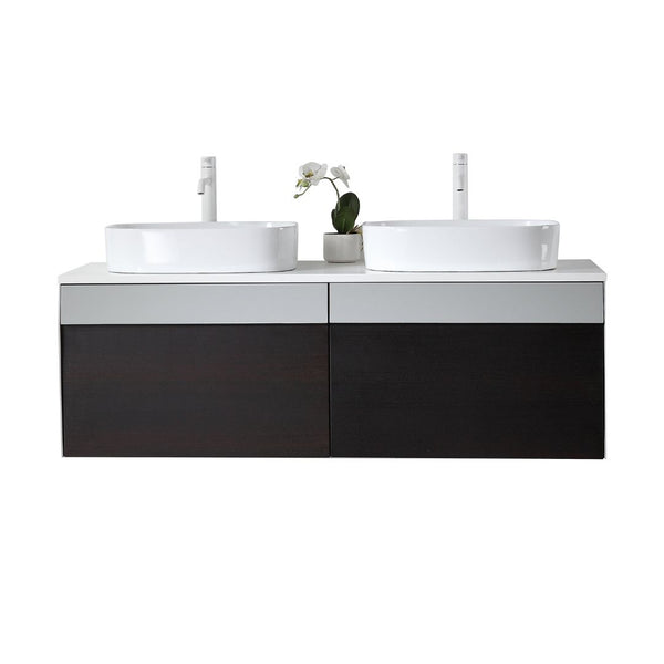 RONDA 55” SMOKE GRAY OAK WALL BATHROOM VANITY