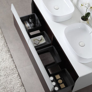 RONDA 55” SMOKE GRAY OAK WALL BATHROOM VANITY