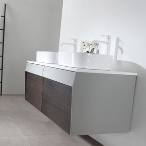 RONDA 55” SMOKE GRAY OAK WALL BATHROOM VANITY