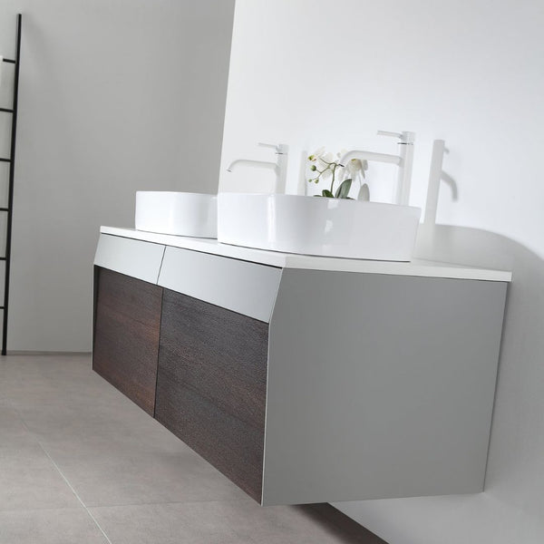RONDA 55” SMOKE GRAY OAK WALL BATHROOM VANITY