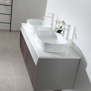 RONDA 55” SMOKE GRAY OAK WALL BATHROOM VANITY