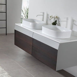 RONDA 55” SMOKE GRAY OAK WALL BATHROOM VANITY