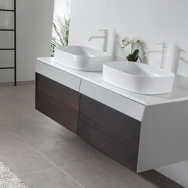 RONDA 55” SMOKE GRAY OAK WALL BATHROOM VANITY