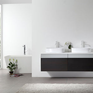 RONDA 55” SMOKE GRAY OAK WALL BATHROOM VANITY