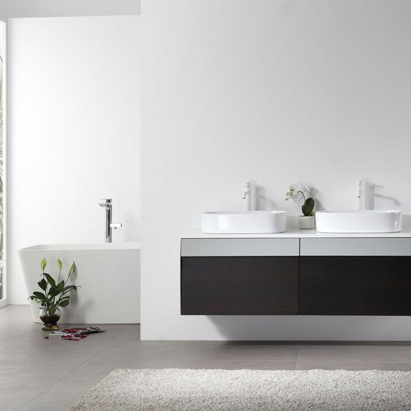 RONDA 55” SMOKE GRAY OAK WALL BATHROOM VANITY