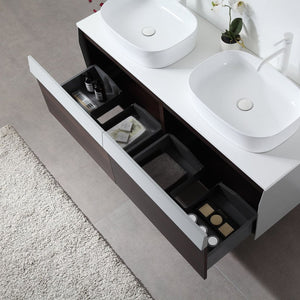 RONDA 55” SMOKE GRAY OAK WALL BATHROOM VANITY