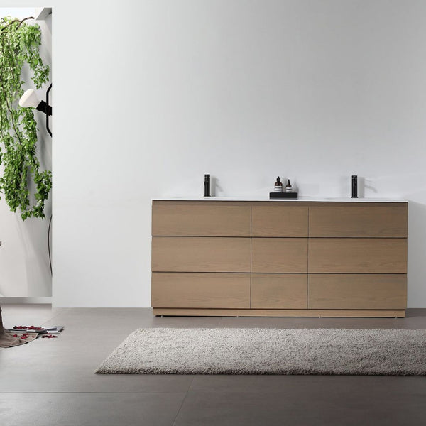 ROTHENBURG 72” GOLDEN OAK BATHROOM VANITY