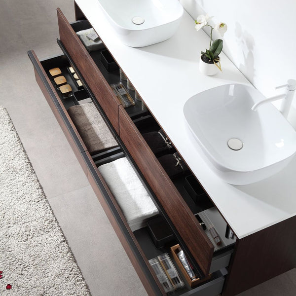 SINTRA 55” DARK WALNUT BATHROOM VANITY