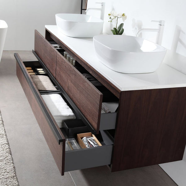 SINTRA 72” DARK WALNUT BATHROOM VANITY