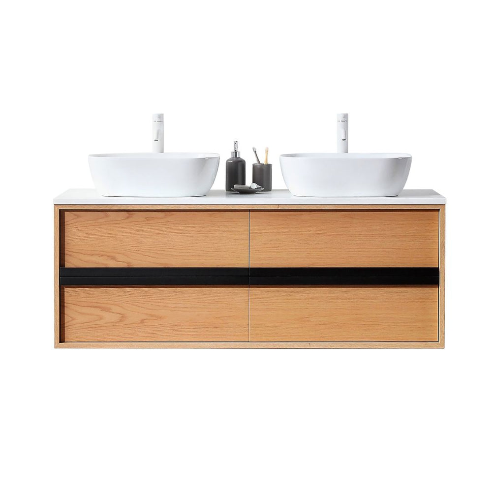 SINTRA 55” WHITEWASH OAK BATHROOM VANITY