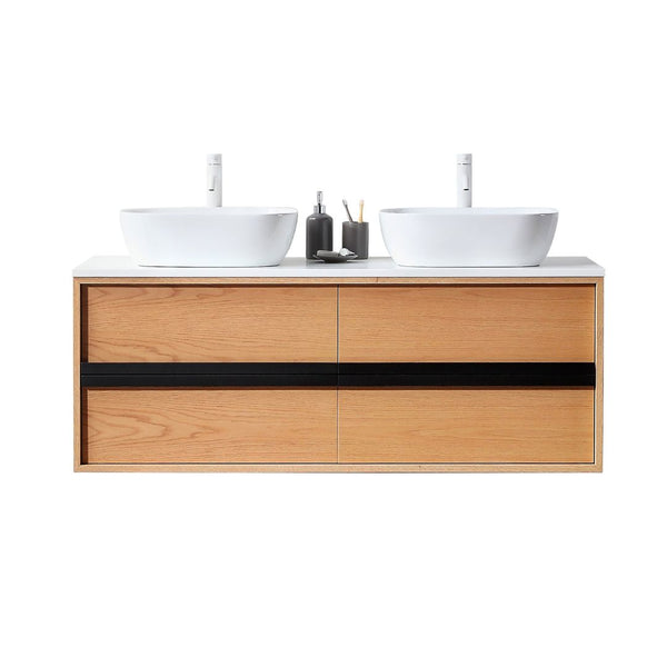 SINTRA 55” WHITEWASH OAK BATHROOM VANITY