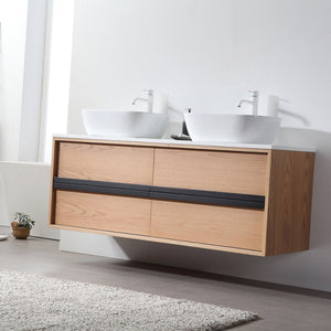 SINTRA 55” WHITEWASH OAK BATHROOM VANITY