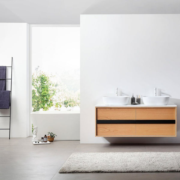 SINTRA 55” WHITEWASH OAK BATHROOM VANITY