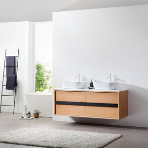 SINTRA 55” WHITEWASH OAK BATHROOM VANITY