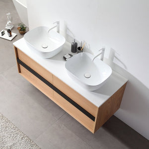 SINTRA 55” WHITEWASH OAK BATHROOM VANITY