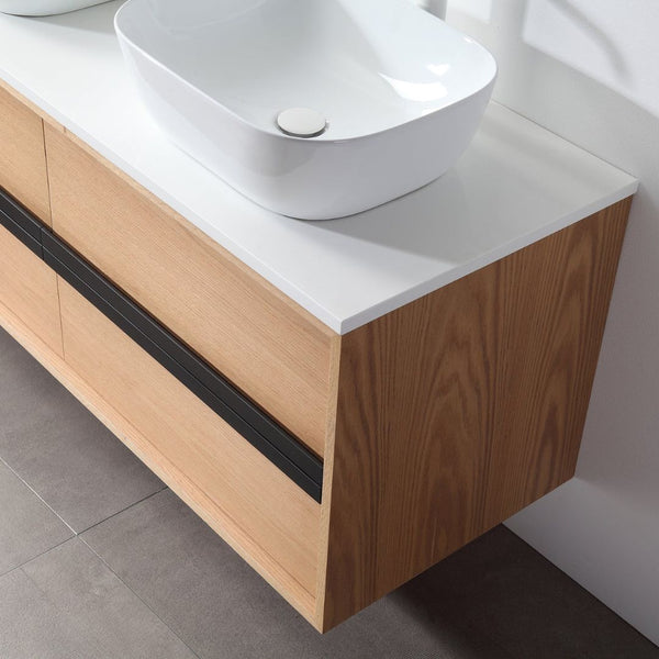 SINTRA 55” WHITEWASH OAK BATHROOM VANITY