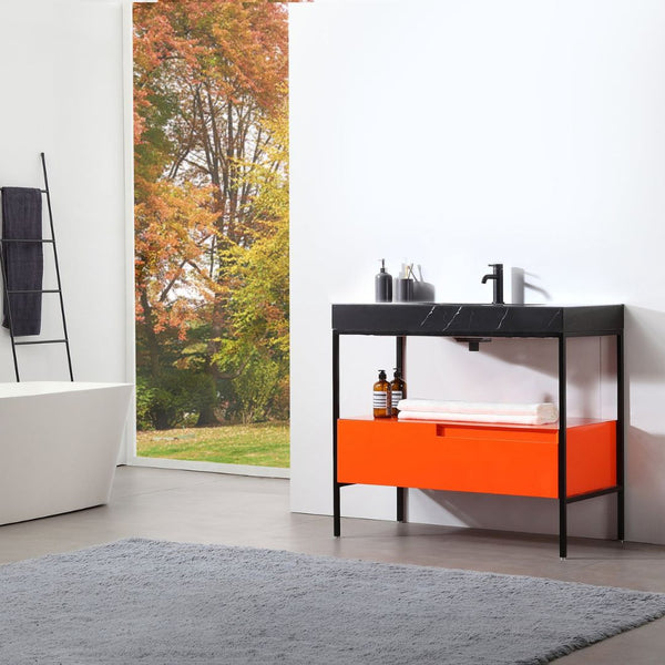 TEXEL 42” RED AMBER AND BLACK BATHROOM VANITY