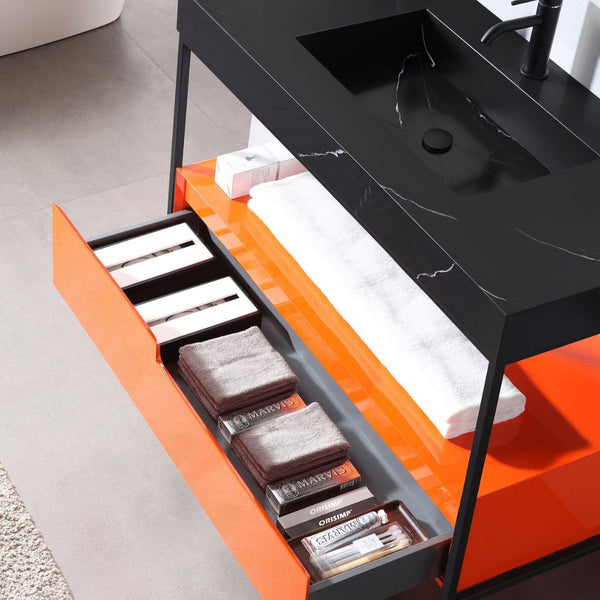 TEXEL 42” RED AMBER AND BLACK BATHROOM VANITY