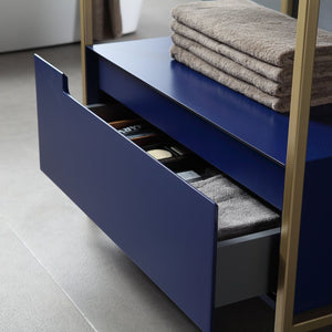 TEXEL 30” NAVY BLUE AND GOLD FRAME BATHROOM VANITY