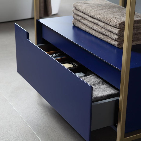 TEXEL 30” NAVY BLUE AND GOLD FRAME BATHROOM VANITY