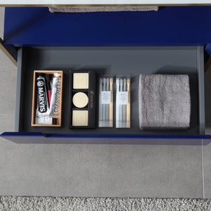 TEXEL 30” NAVY BLUE AND GOLD FRAME BATHROOM VANITY