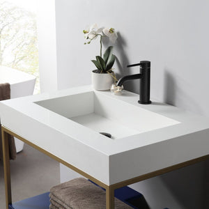 TEXEL 30” NAVY BLUE AND GOLD FRAME BATHROOM VANITY