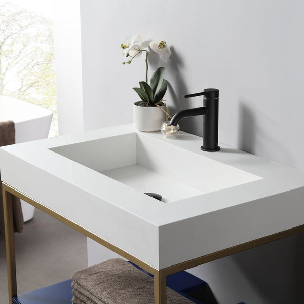 TEXEL 30” NAVY BLUE AND GOLD FRAME BATHROOM VANITY