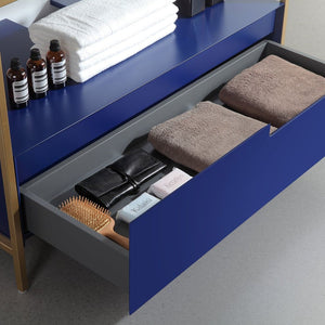 TEXEL 42” NAVY BLUE AND GOLD FRAME BATHROOM VANITY